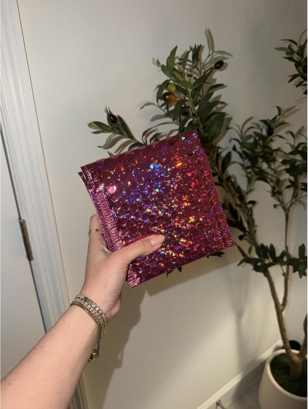 10 pink metallic bubble mailers